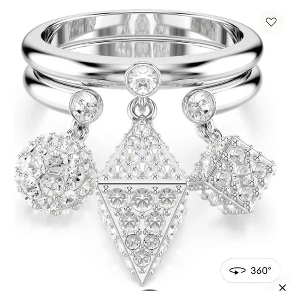 Swarovski Dextera ring, Set (2), Sphere and cube, White, Rhodium plated - Picture 1 of 4